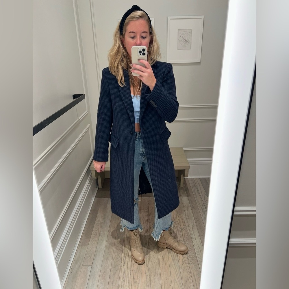 Club Monaco long coat, navy and black, lightly worn